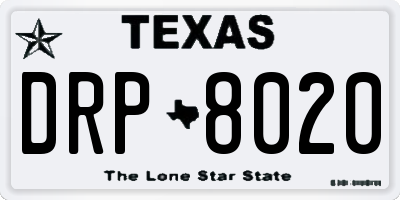 TX license plate DRP8020