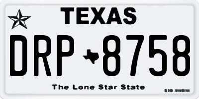 TX license plate DRP8758