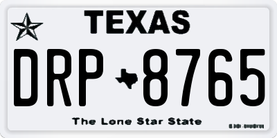 TX license plate DRP8765