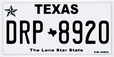 TX license plate DRP8920