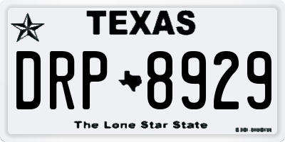TX license plate DRP8929
