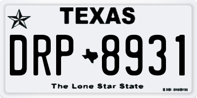 TX license plate DRP8931