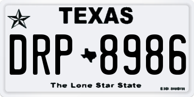 TX license plate DRP8986