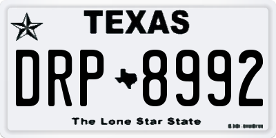 TX license plate DRP8992