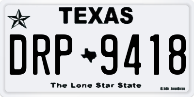 TX license plate DRP9418