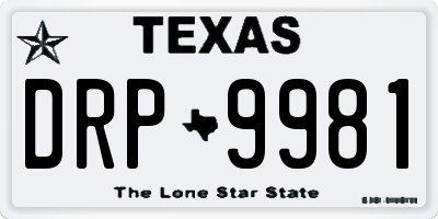 TX license plate DRP9981
