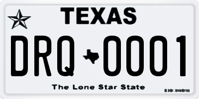 TX license plate DRQ0001