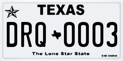 TX license plate DRQ0003