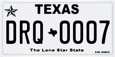 TX license plate DRQ0007