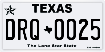 TX license plate DRQ0025