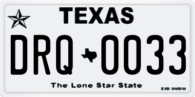 TX license plate DRQ0033