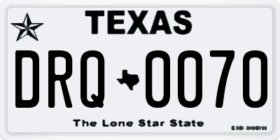 TX license plate DRQ0070