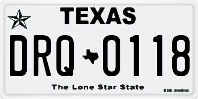 TX license plate DRQ0118