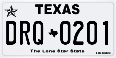 TX license plate DRQ0201