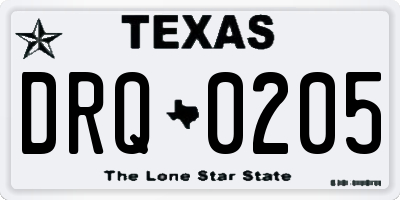 TX license plate DRQ0205