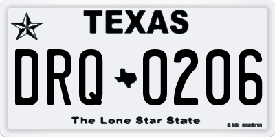 TX license plate DRQ0206