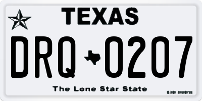 TX license plate DRQ0207