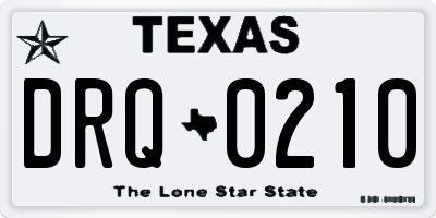 TX license plate DRQ0210