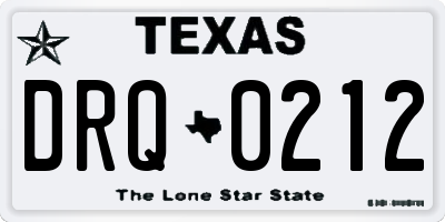 TX license plate DRQ0212