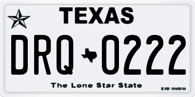 TX license plate DRQ0222