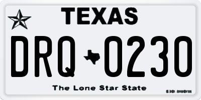 TX license plate DRQ0230
