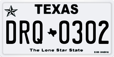 TX license plate DRQ0302