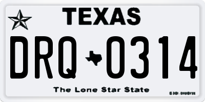 TX license plate DRQ0314