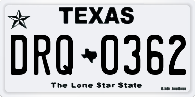 TX license plate DRQ0362