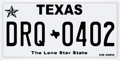 TX license plate DRQ0402