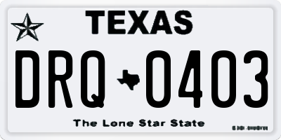 TX license plate DRQ0403