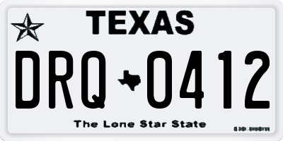 TX license plate DRQ0412