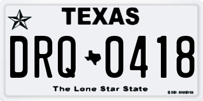 TX license plate DRQ0418