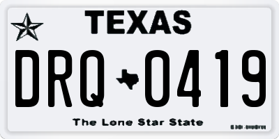 TX license plate DRQ0419