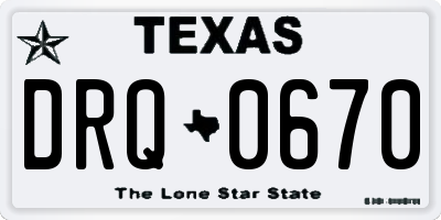 TX license plate DRQ0670