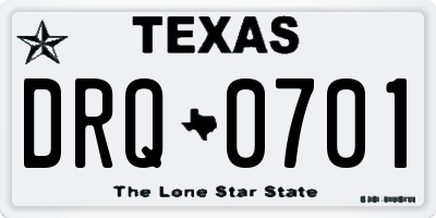 TX license plate DRQ0701