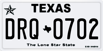 TX license plate DRQ0702