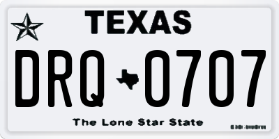 TX license plate DRQ0707