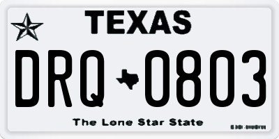 TX license plate DRQ0803