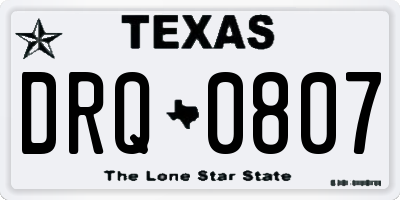 TX license plate DRQ0807