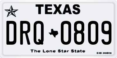 TX license plate DRQ0809