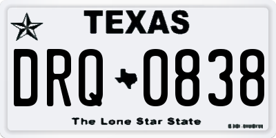 TX license plate DRQ0838