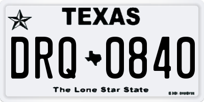 TX license plate DRQ0840
