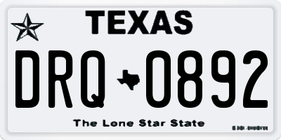 TX license plate DRQ0892