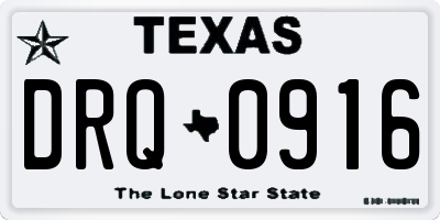 TX license plate DRQ0916