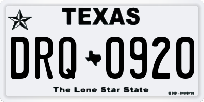 TX license plate DRQ0920