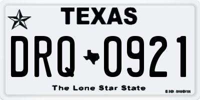 TX license plate DRQ0921