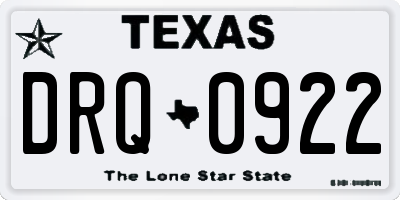 TX license plate DRQ0922