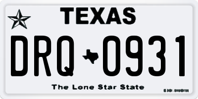 TX license plate DRQ0931