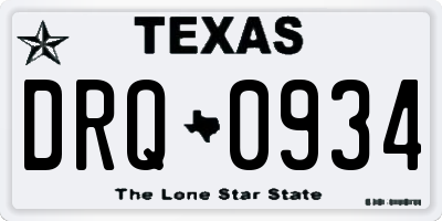 TX license plate DRQ0934