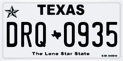 TX license plate DRQ0935